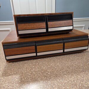 Vintage Audio Cassette Tape Storage Holders Set of 2, Holds 36 and 28 Cassettes